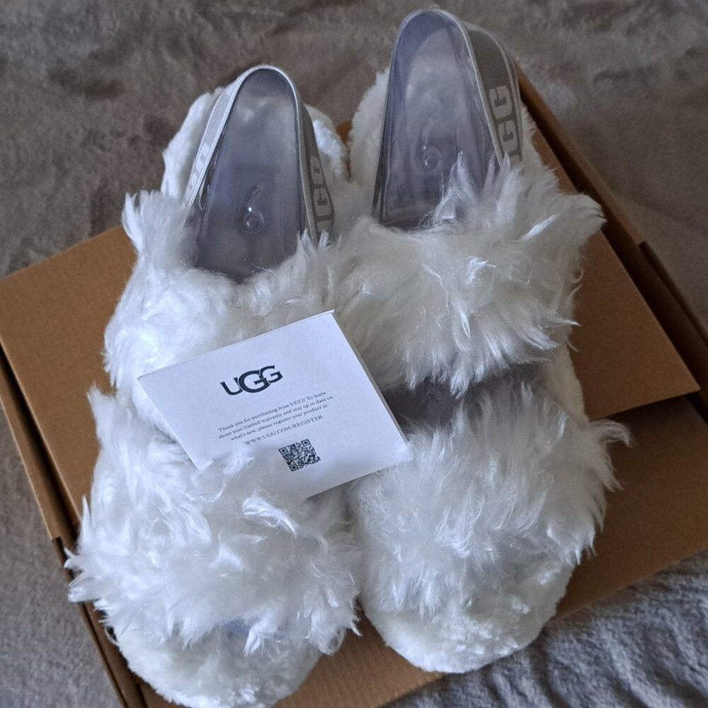 Ugg Fluff Sugar Slides White Size 9 🤍